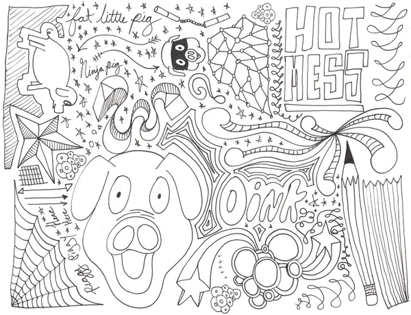Kézzel rajzolt doodles design elemek scetch firkákat rajz — Stock Fotó