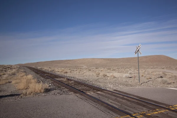 Steel railroad tracks for a train. landscape transportation track train — Stock Photo, Image