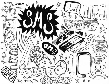 Cell Phone Doodles - high quality clipart