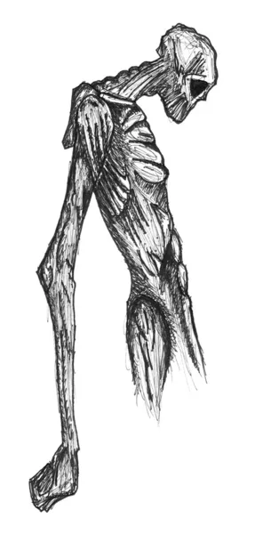 Kötü el çekilmiş iskelet karakter — Stok fotoğraf