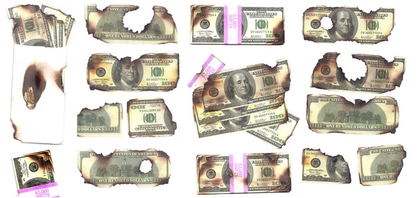 100 dollarbiljetten verbrand — Stockfoto