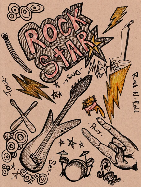 Doodles de estrela de rock — Fotografia de Stock