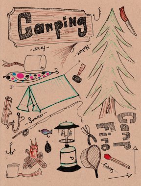 Hand drawn doodles - camping XXXL clipart