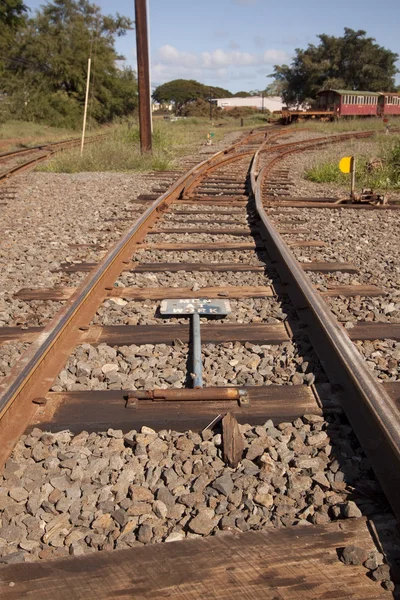 stock image Old rusty tropical train tracks