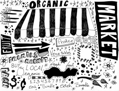 Farmers Market hand drawings clipart