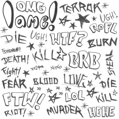 Hand Drawn text doodles clipart