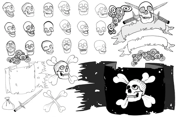XXXL Hand drawn pirate skulls — Stock Photo, Image