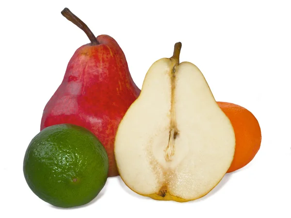 Pear, lime, mandarin — Stock Photo, Image