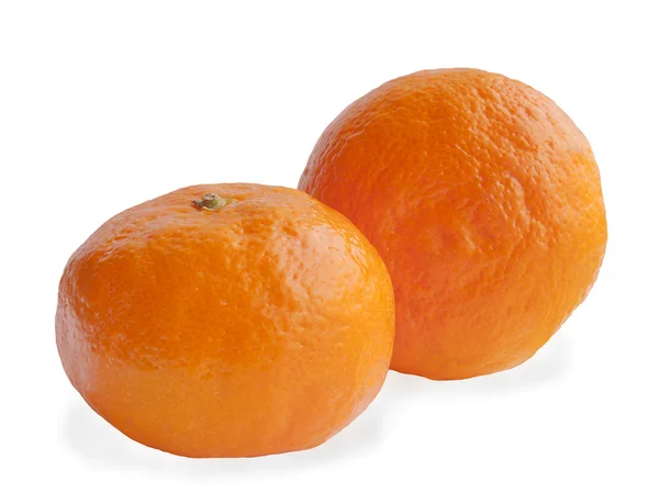 Två mandarin på vit bakgrund — Stockfoto