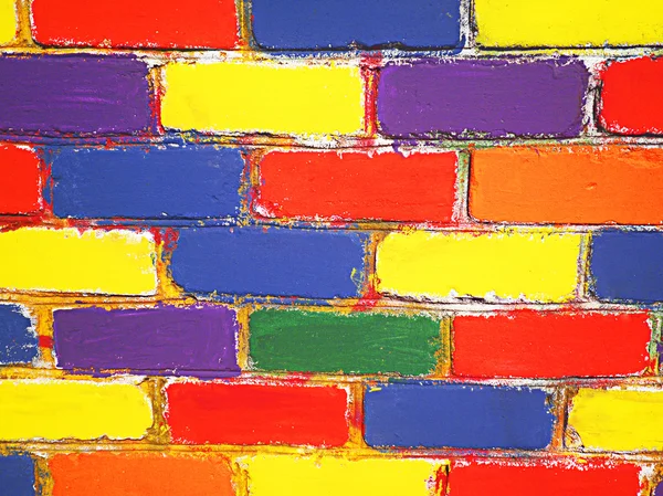 Brick wall painted children — Stock Photo, Image