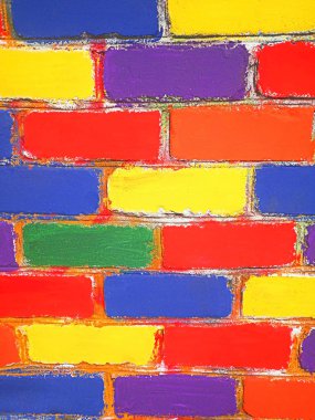 Brick wall painted children clipart