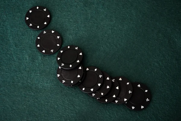 Jetons de poker noir — Photo
