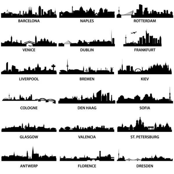 Ville européenne Skylines — Image vectorielle