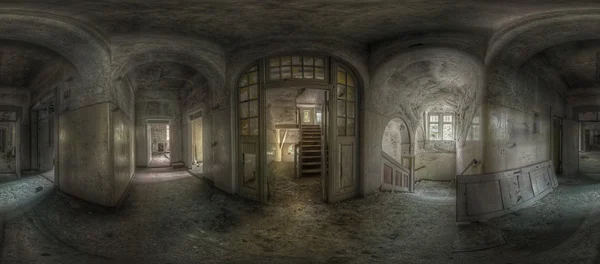 Abandoned hallway panorama — Stock Photo, Image