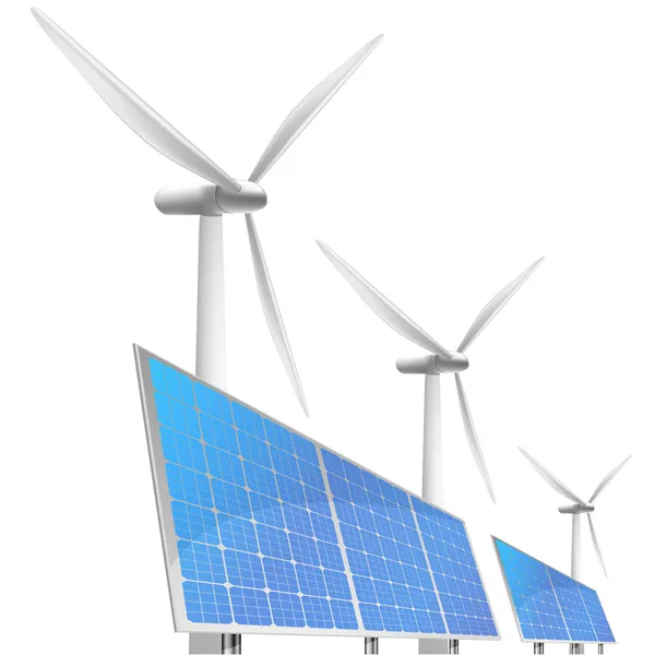 太阳能电池和风力发电机 — 图库矢量图片