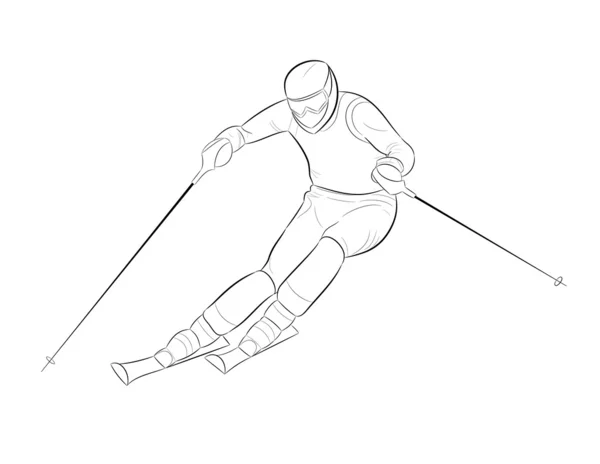 Silueta de un esquiador — Vector de stock