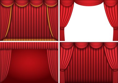 Four backgrounds with red theater curtains. clipart