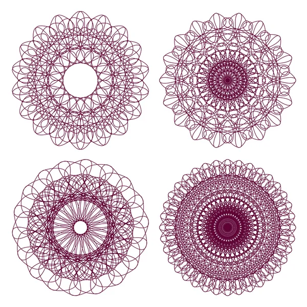 Ensemble de rosettes guillochées vectorielles — Image vectorielle