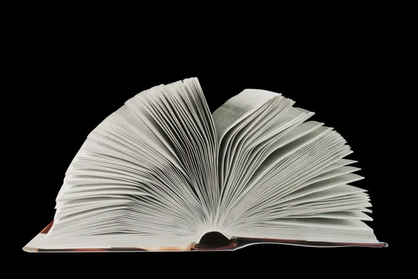 Open book isolated on black — Stock Photo, Image