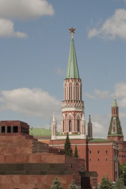 Nikolskaya tower and Mousoleum at Red Square in Moscow, Russia clipart