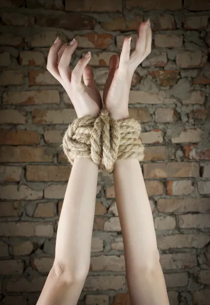 Manos atadas con cuerda —  Fotos de Stock