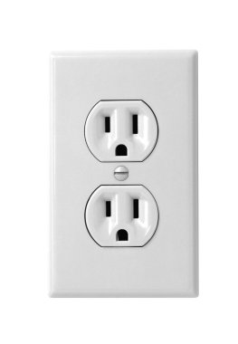 North American white electric wall outlet receptacle