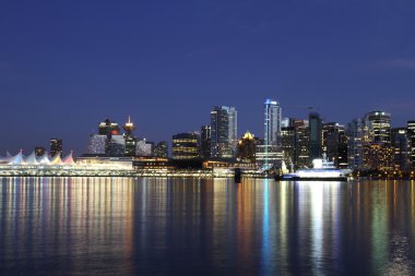 Vancouver evening cityscape clipart