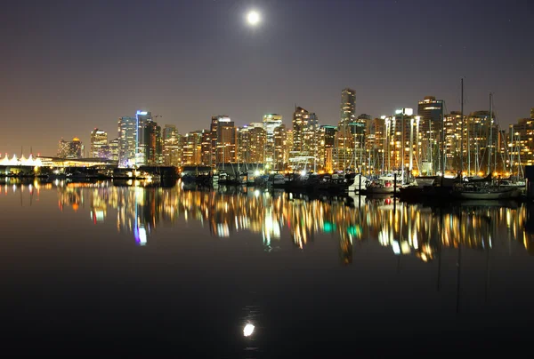 Vancouver Innenstadt, Mondnacht — Stockfoto