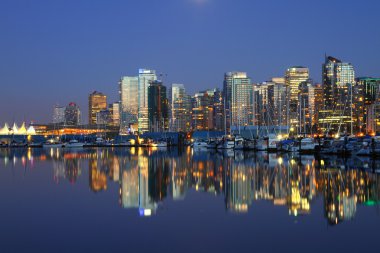 Vancouver evening cityscape clipart