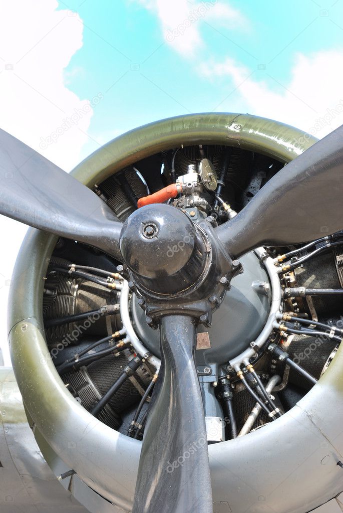 Close up of popeller engine