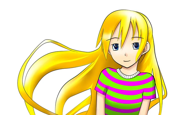 10 代の金髪のアニメの女の子 — ストック写真