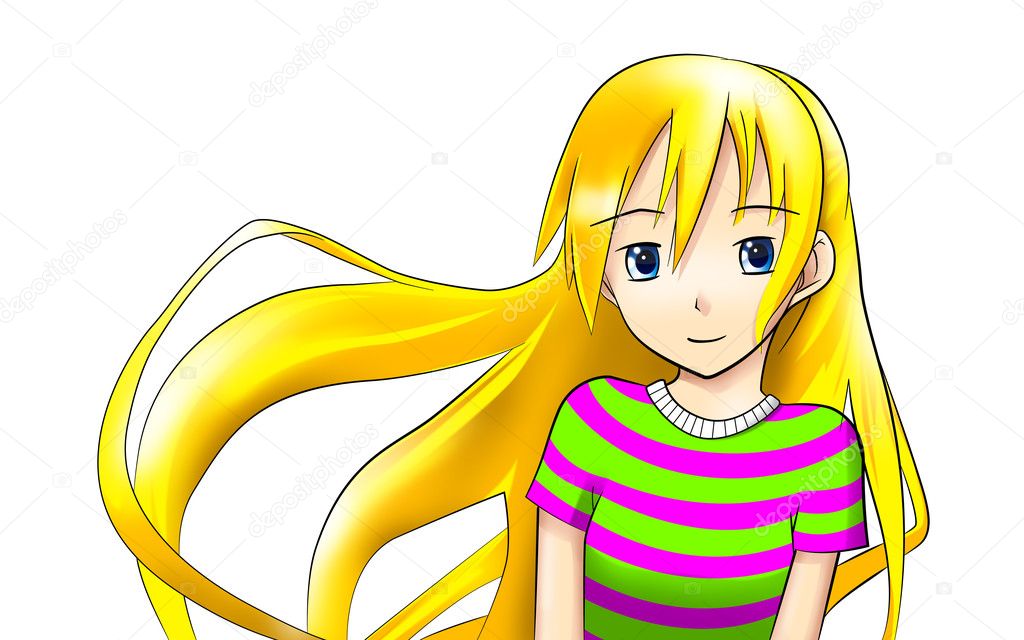 garota de anime com cabelo curto em uma blusa amarela 17206470 Vetor no  Vecteezy
