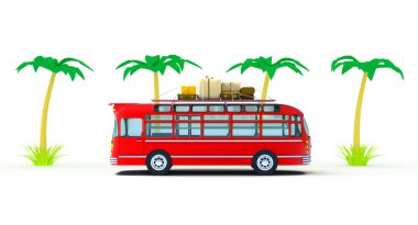 Red bus adventure clipart