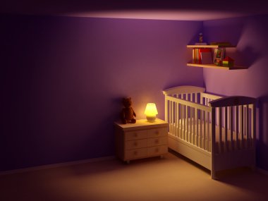 Baby room at night clipart