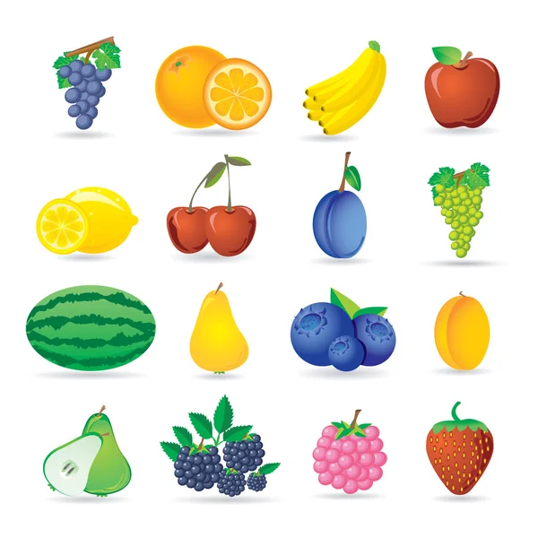 Iconos de frutas — Vector de stock