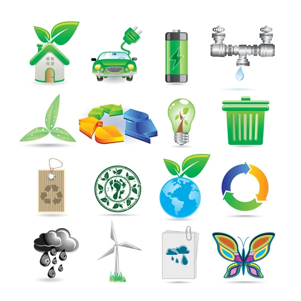 Conjunto de ícones de ecologia — Vetor de Stock