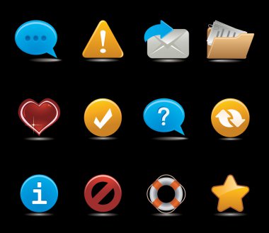 Set of icons on black clipart