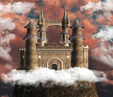 Ancient castle over an hill clipart