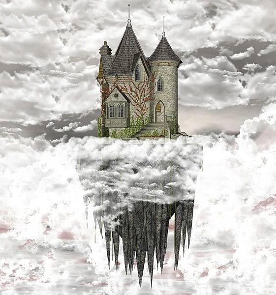 Fantasy castle over the clouds — Stock Photo, Image