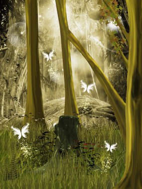 Green fantasy forest clipart