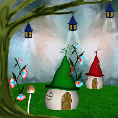 Elves village clipart