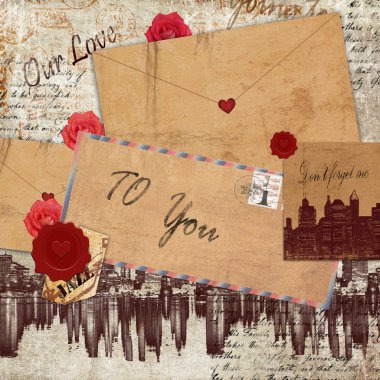 Vintage love letters clipart