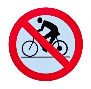 Prohibition bicycle warning sign isolated clipart