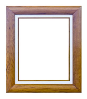 Brown wood photo image frame isolated clipart