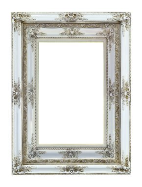 White wood photo image frame isolated on white background clipart