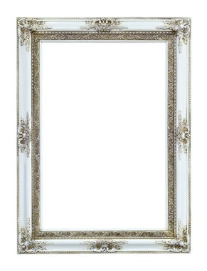 White wood photo image frame isolated clipart