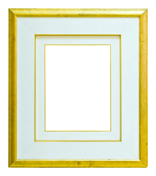Quadro de imagem de madeira dourada isolado — Fotografia de Stock