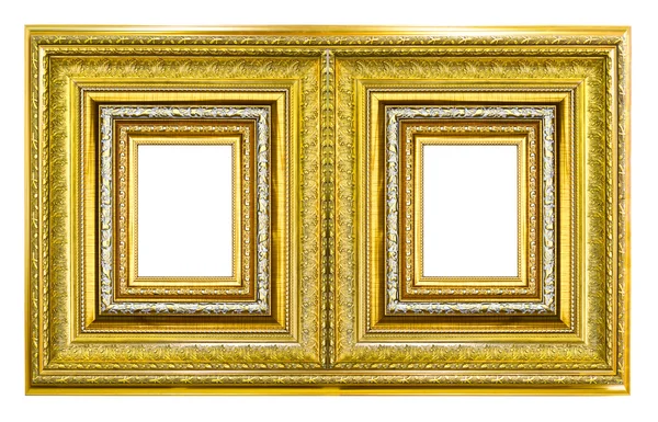 Gouden hout foto afbeeldingsframe geïsoleerd — Stockfoto