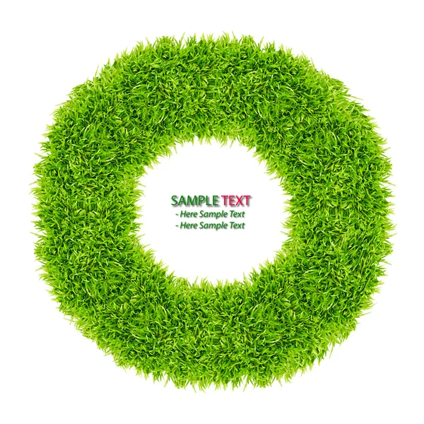 Green grass circle frame isolated — Stock Photo, Image