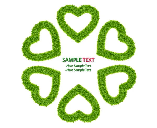 Izole yeşil çim aşk kalpli çerçeve — Stok fotoğraf